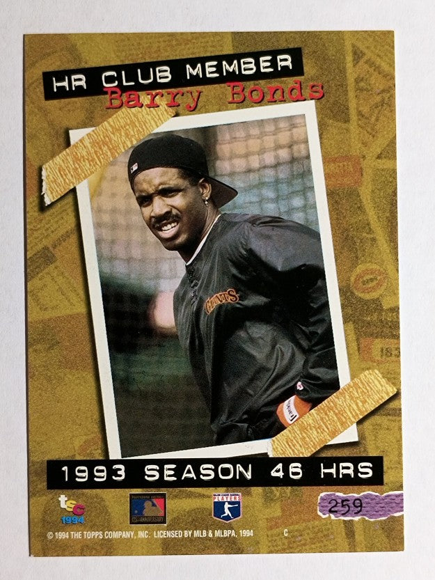 1994 Stadium Club #259 Barry Bonds HR