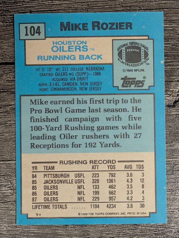 1988 Topps #104 Mike Rozier