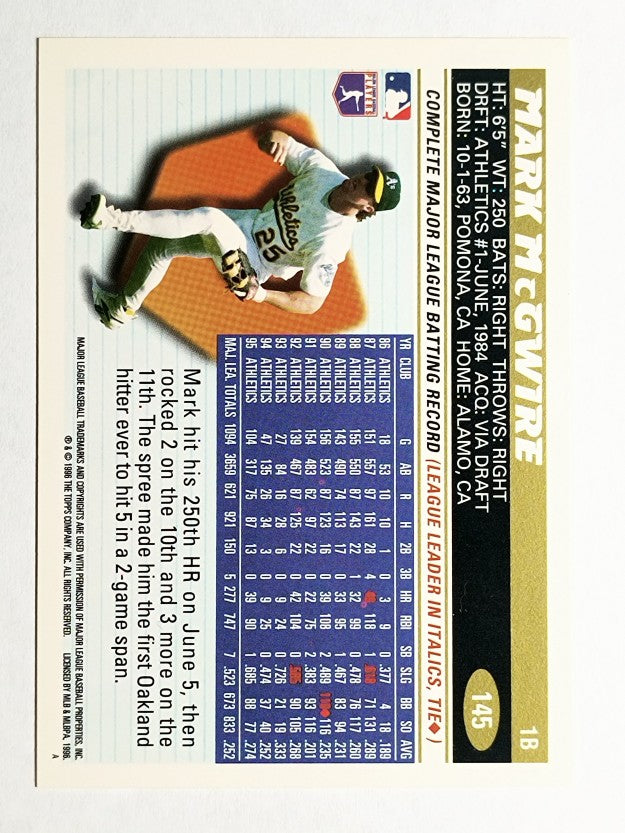 1996 Topps #145 Mark McGwire