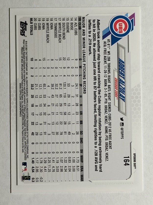 2021 Topps Opening Day #164 Adbert Alzolay