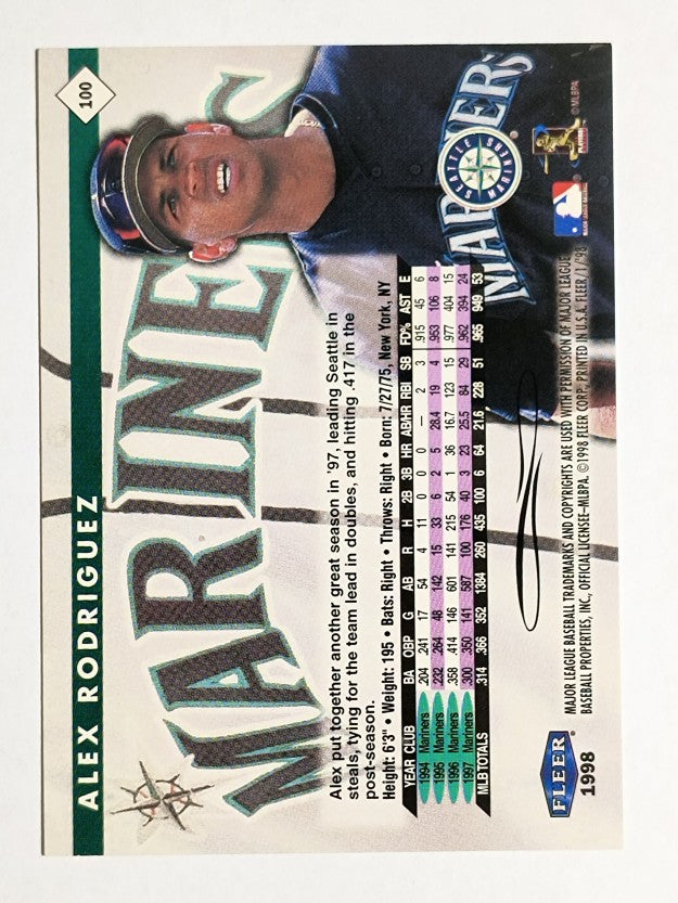 1998 Fleer Tradition #100 Alex Rodriguez