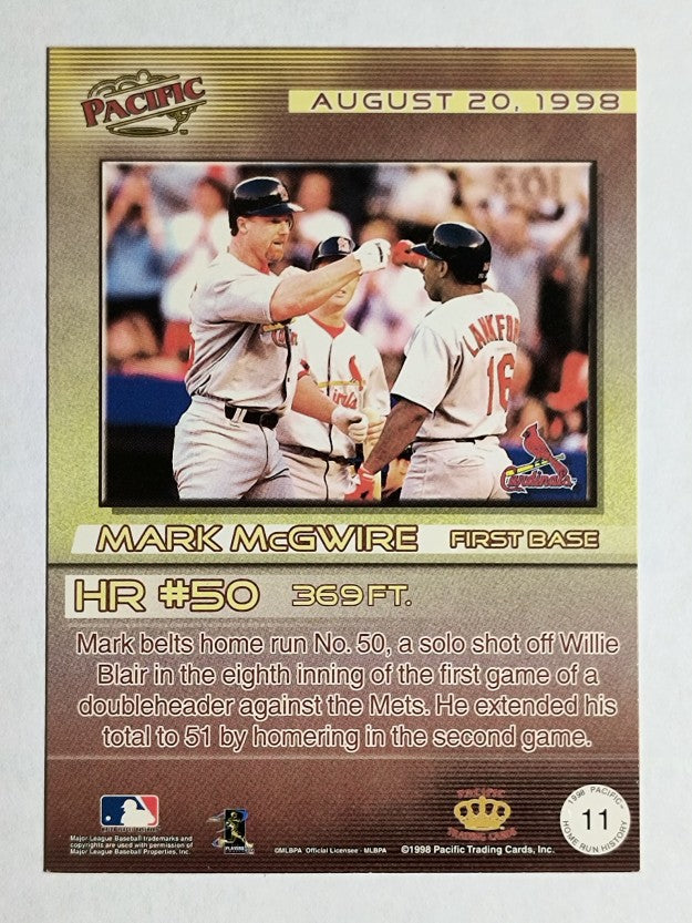 1998 Pacific Home Run History #11 Mark McGwire