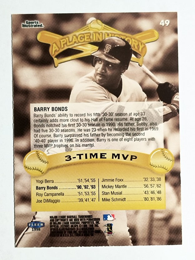 1998 Sports Illustrated Then and Now #49 Barry Bonds HIST