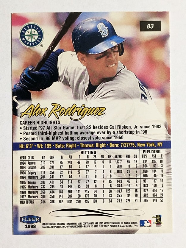 1998 Ultra #83 Alex Rodriguez