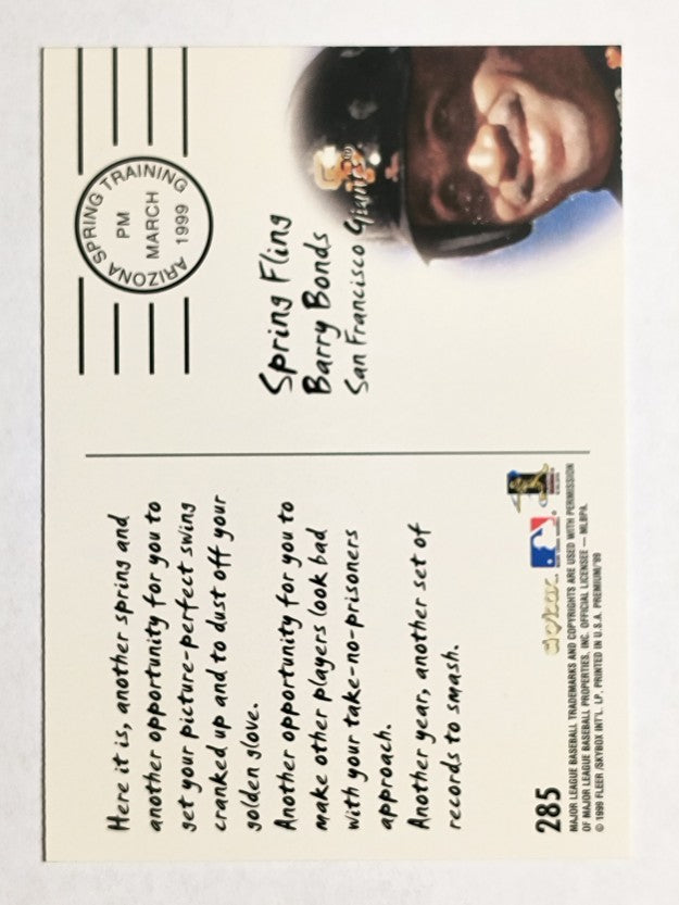 1999 SkyBox Premium #285 Barry Bonds SF