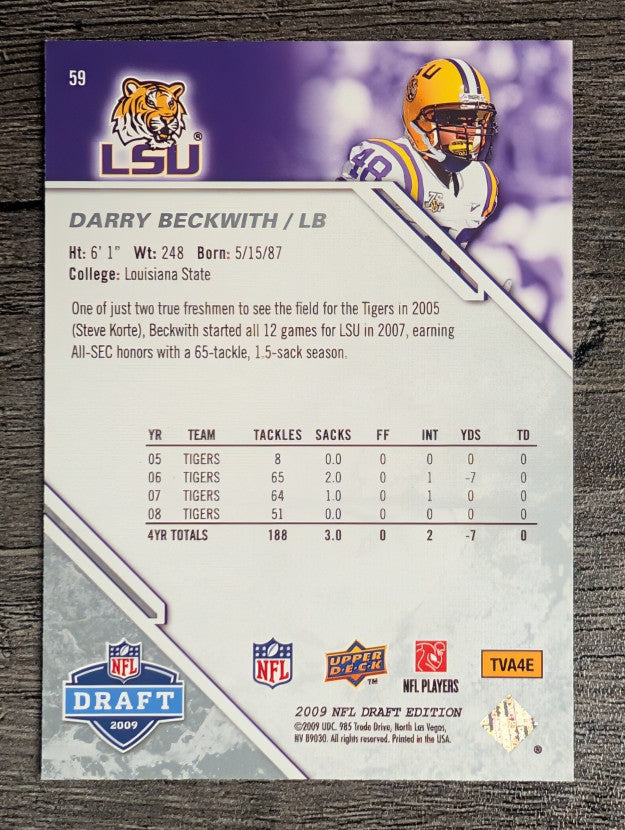 2009 Upper Deck Draft Edition #59 Darry Beckwith RC