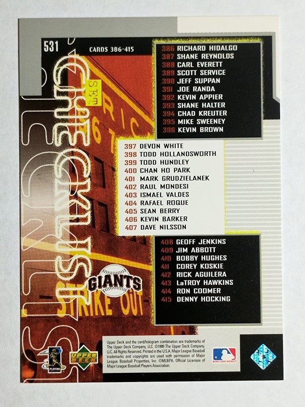 1999 Upper Deck #531 Barry Bonds SH CL