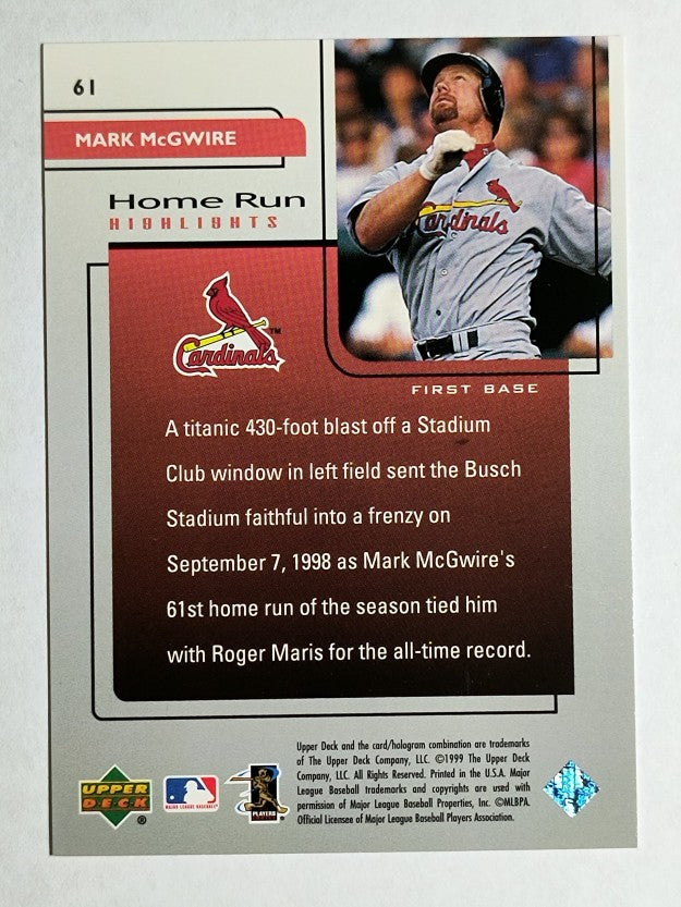 1999 Upper Deck Challengers for 70 #61 Mark McGwire HRH