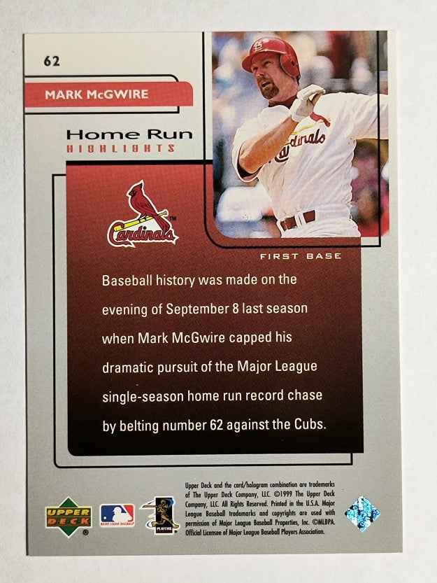 1999 Upper Deck Challengers for 70 #62 Mark McGwire HRH