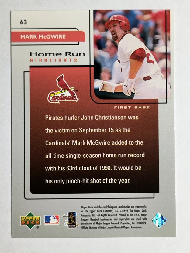 1999 Upper Deck Challengers for 70 #63 Mark McGwire HRH