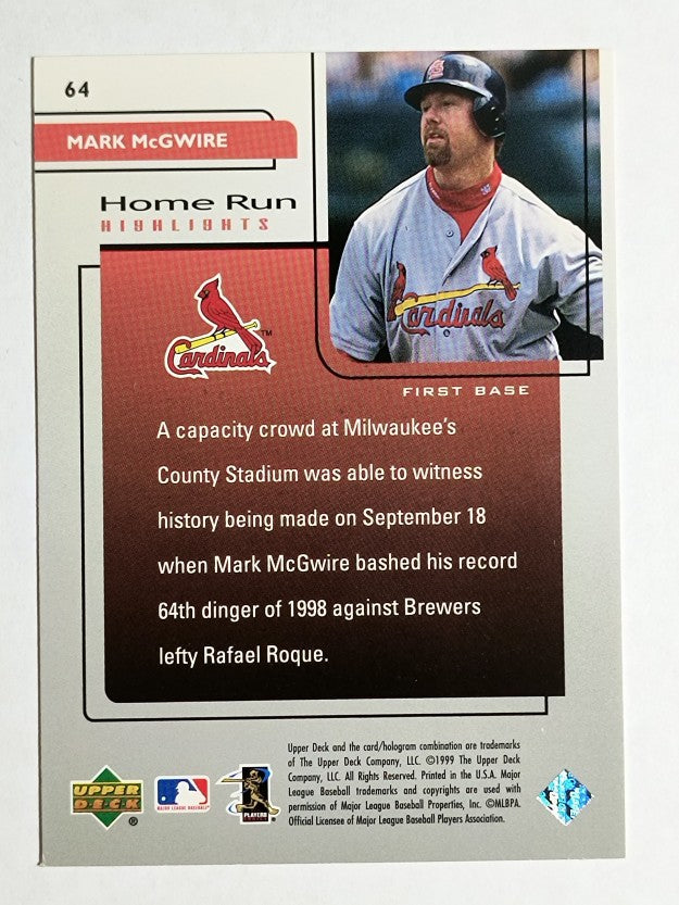 1999 Upper Deck Challengers for 70 #64 Mark McGwire HRH