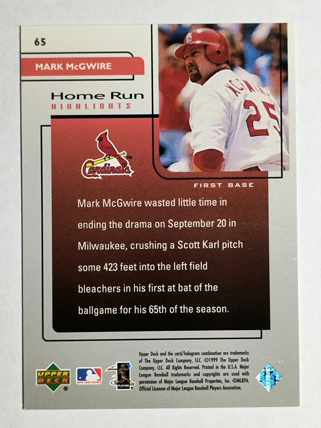 1999 Upper Deck Challengers for 70 #65 Mark McGwire HRH