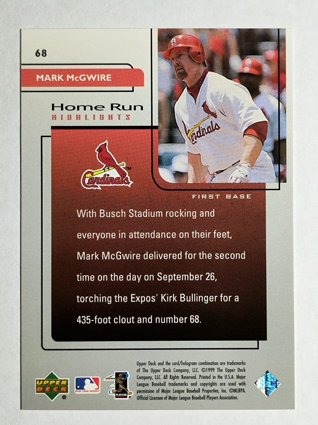 1999 Upper Deck Challengers for 70 #68 Mark McGwire HRH