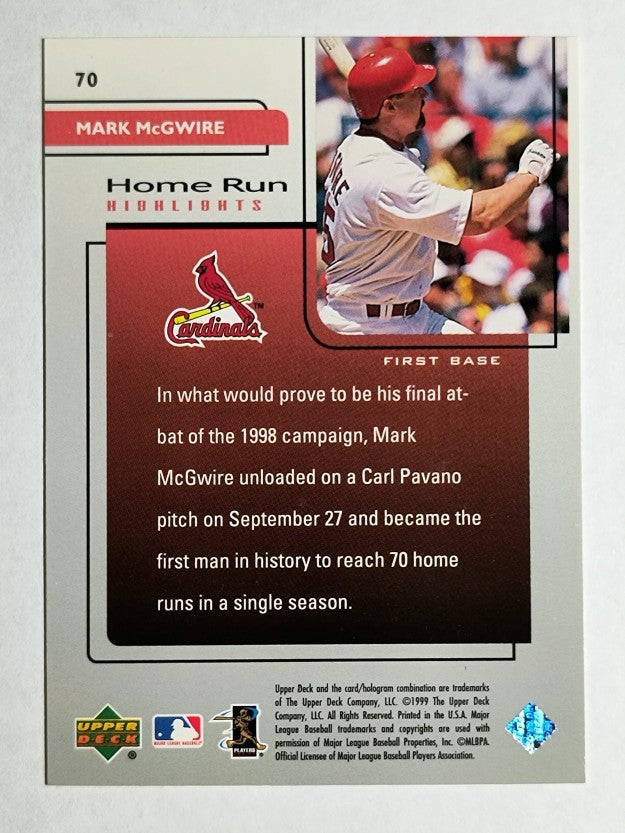 1999 Upper Deck Challengers for 70 #70 Mark McGwire HRH