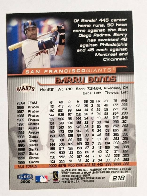 2000 Fleer Focus #218 Barry Bonds