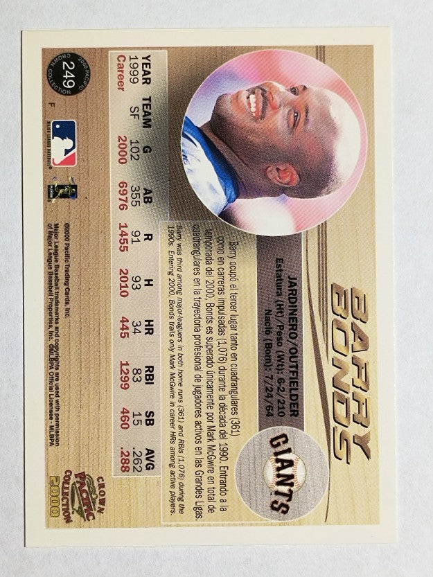 2000 Pacific Crown Collection #249 Barry Bonds