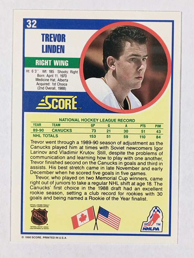 1990-91 Score #32 Trevor Linden