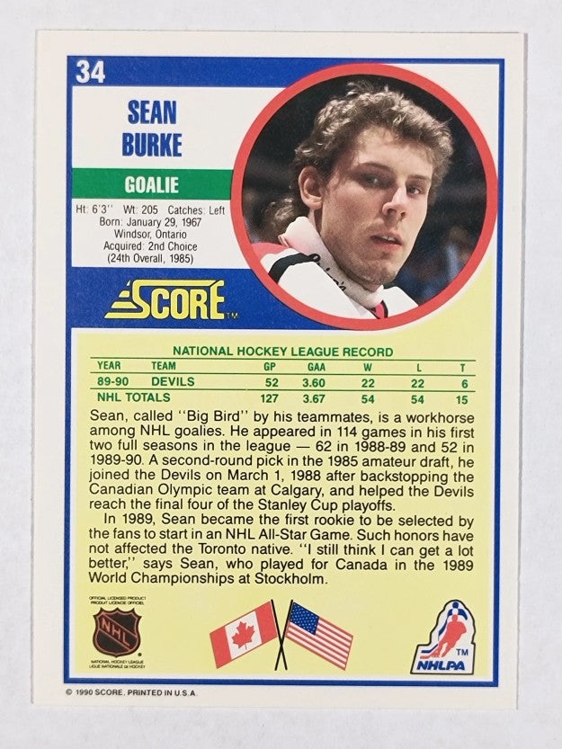 1990-91 Score #34 Sean Burke