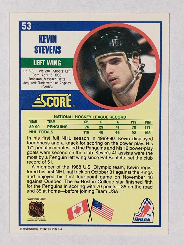 1990-91 Score #53 Kevin Stevens RC