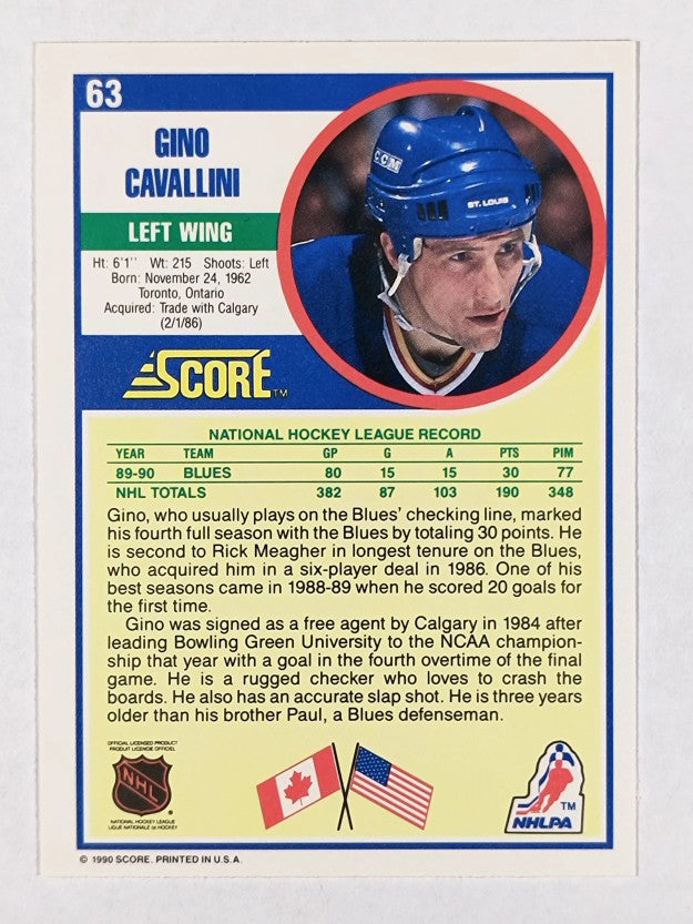 1990-91 Score #63 Gino Cavallini