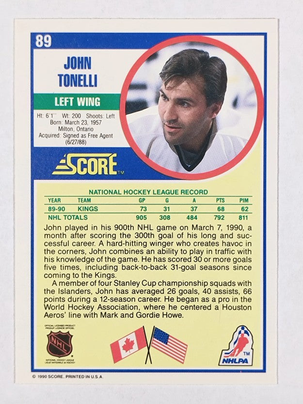 1990-91 Score #89 John Tonelli