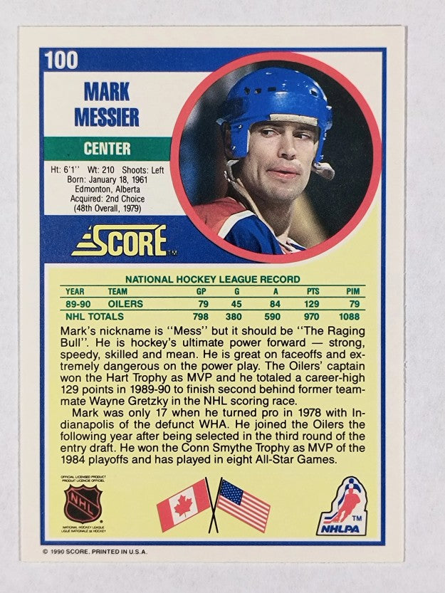 1990-91 Score #100 Mark Messier