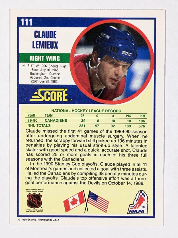 1990-91 Score #111 Claude Lemieux