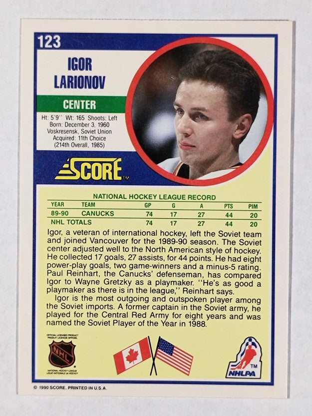 1990-91 Score #123 Igor Larionov RC