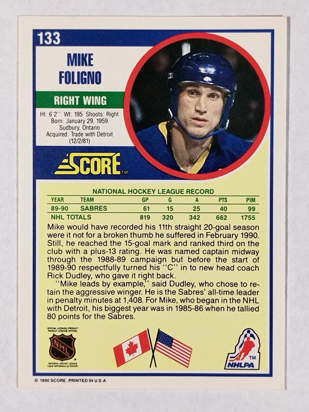 1990-91 Score #133 Mike Foligno