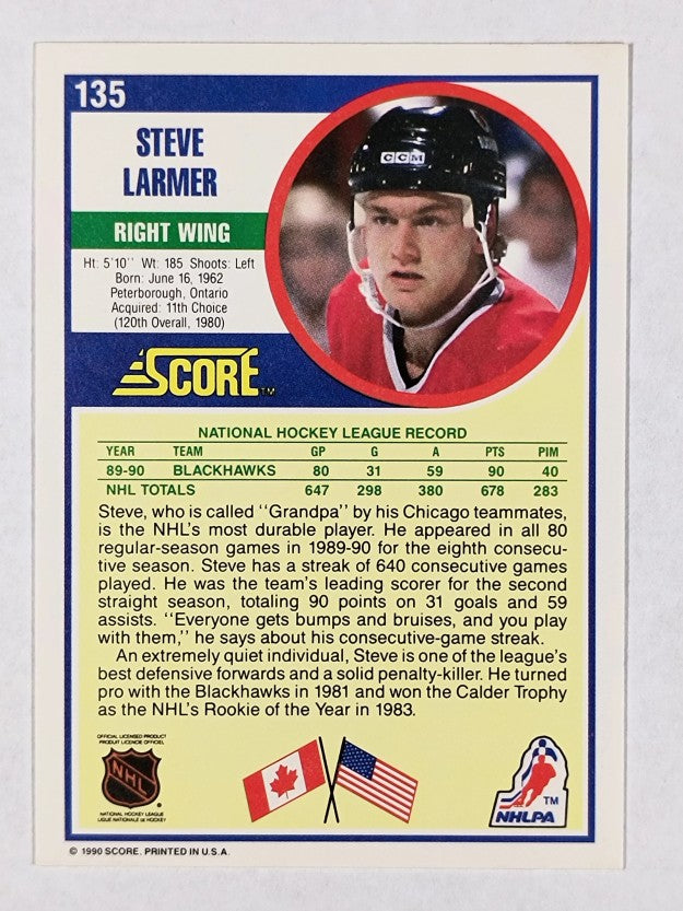 1990-91 Score #135 Steve Larmer