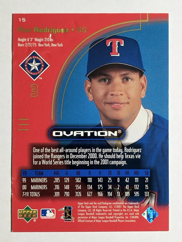 2001 Upper Deck Ovation #15 Alex Rodriguez
