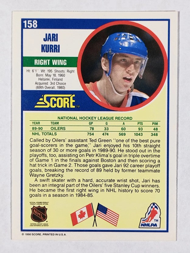 1990-91 Score #158 Jari Kurri