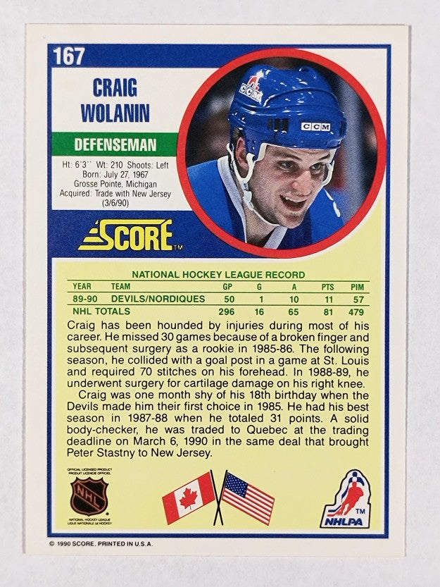 1990-91 Score #167 Craig Wolanin RC