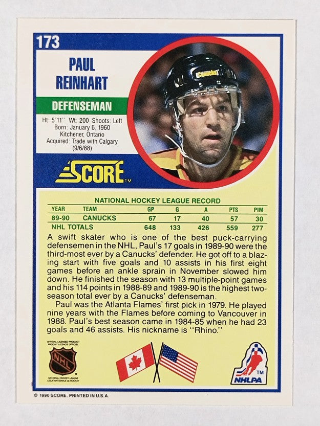 1990-91 Score #173 Paul Reinhart
