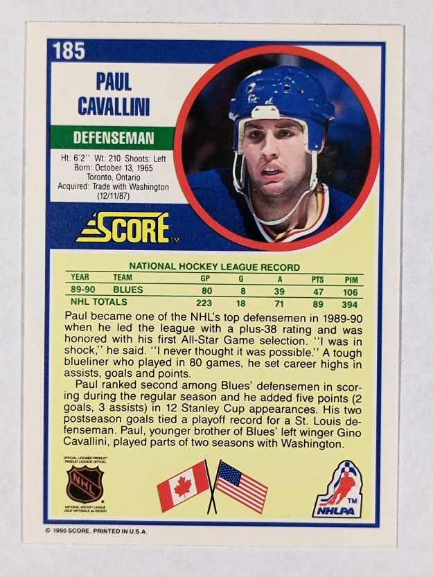 1990-91 Score #185 Paul Cavallini