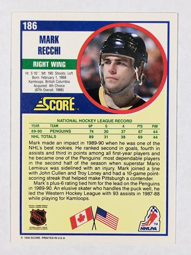 1990-91 Score #186 Mark Recchi RC