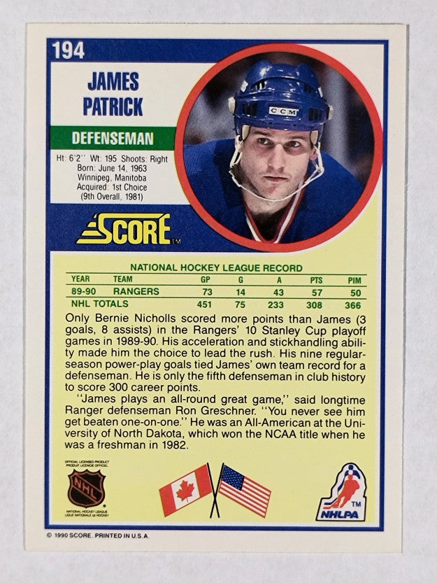 1990-91 Score #194 James Patrick