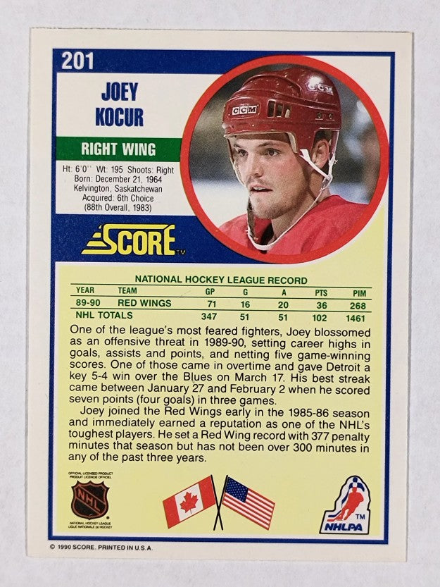 1990-91 Score #201 Joey Kocur RC