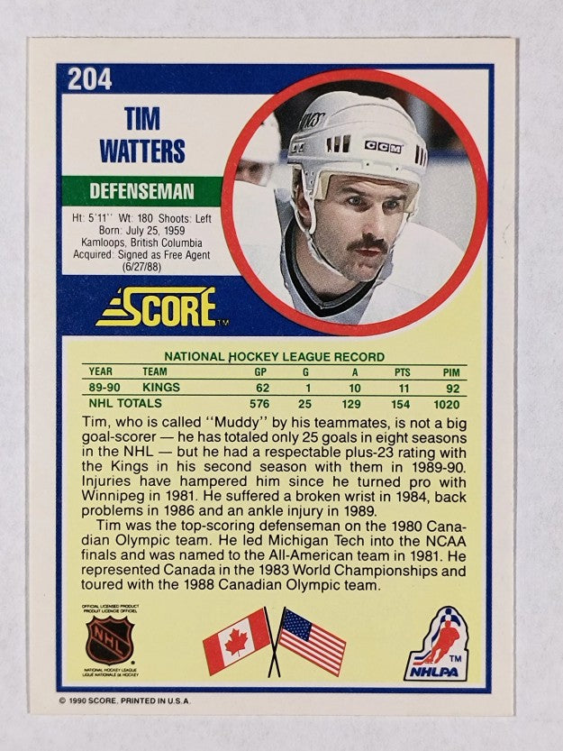 1990-91 Score #204 Tim Watters