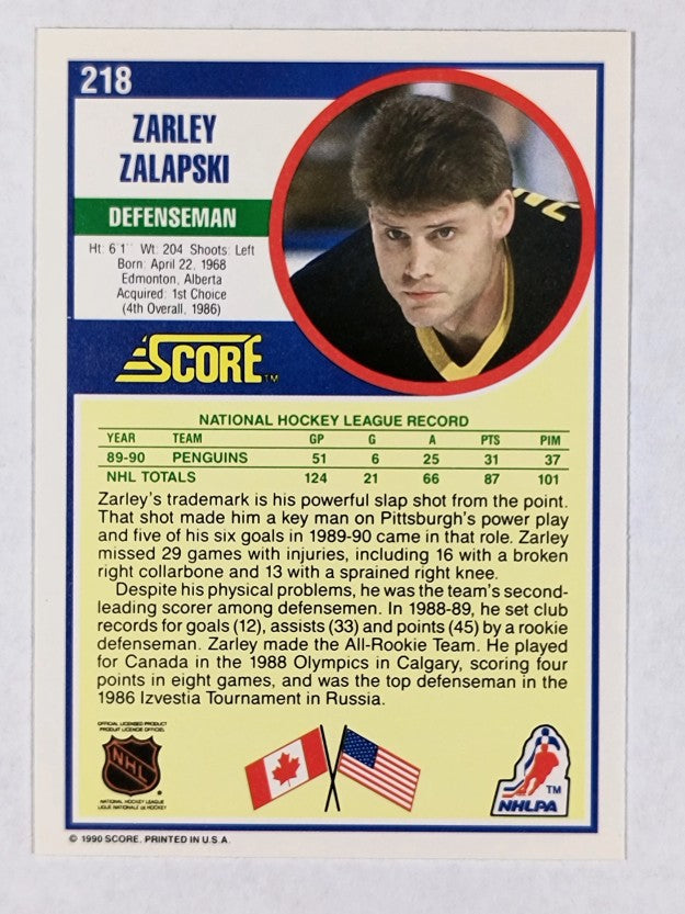 1990-91 Score #218 Zarley Zalapski