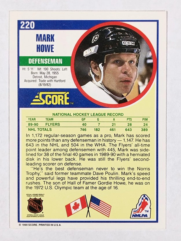 1990-91 Score #220 Mark Howe