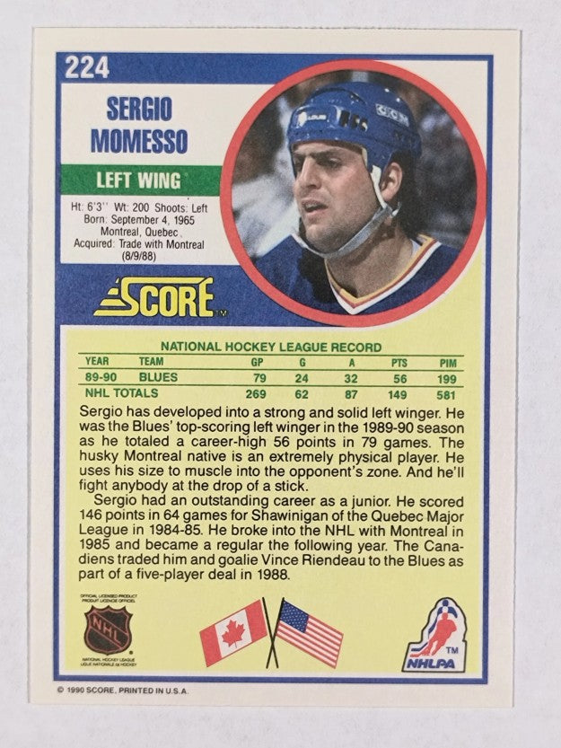 1990-91 Score #224 Sergio Momesso RC