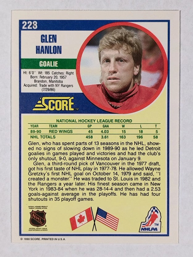 1990-91 Score #228 Glen Hanlon