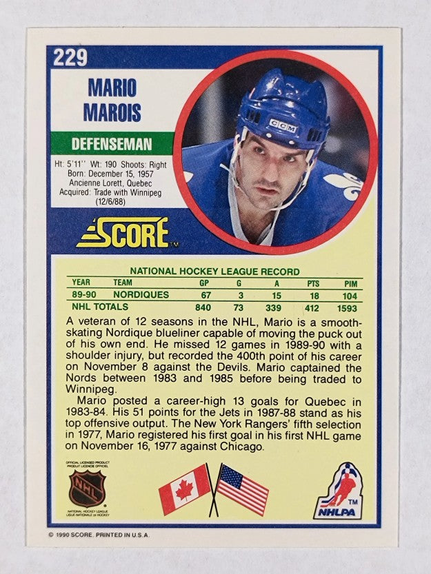 1990-91 Score #229 Mario Marois