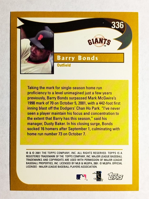 2002 Topps #336 Barry Bonds HL