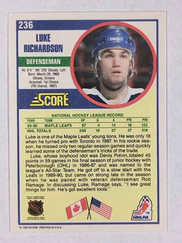 1990-91 Score #236 Luke Richardson