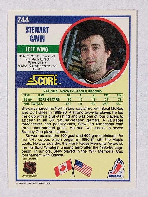 1990-91 Score #244 Stewart Gavin
