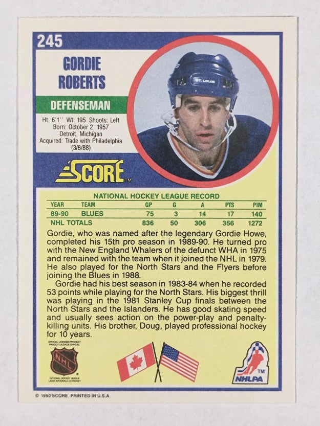 1990-91 Score #245 Gordie Roberts