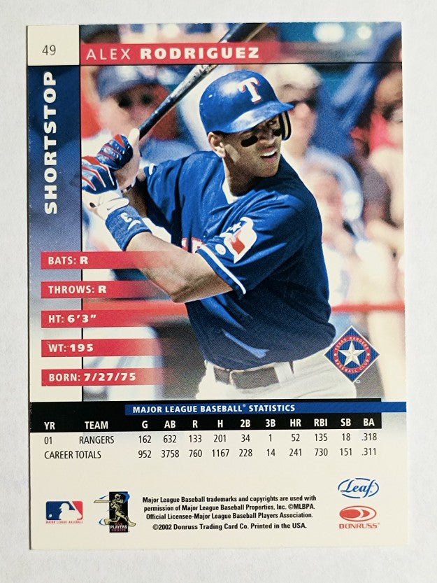 2002 Leaf #49 Alex Rodriguez