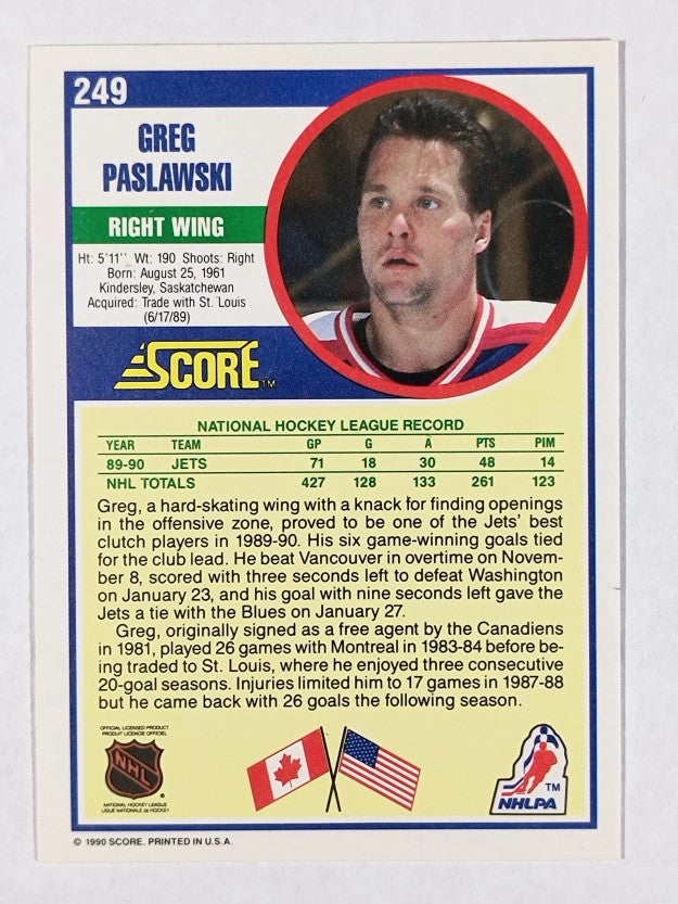 1990-91 Score #249 Greg Paslawski